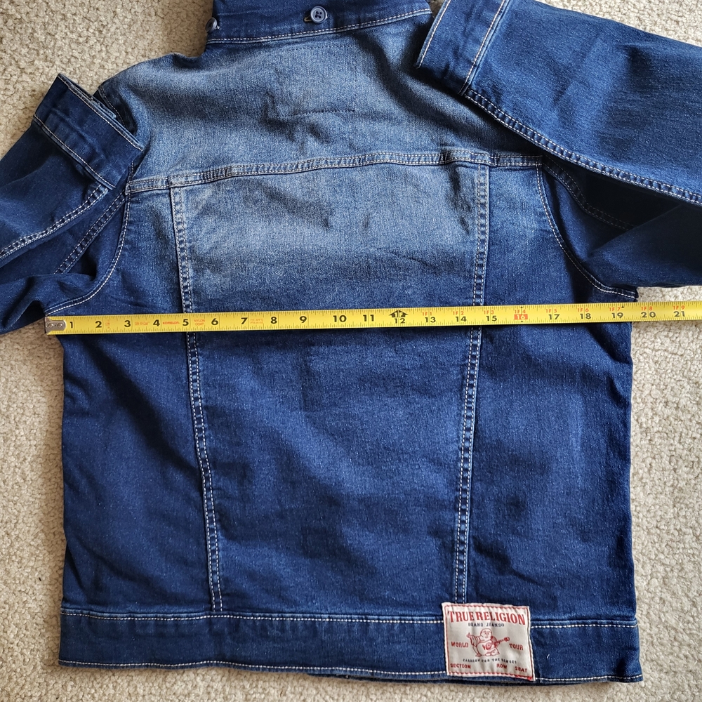 TRUE RELIGION Women's Relaxed Denim Trucker Hooded Jacket size M New Medium NWT - Picture 7 of 11